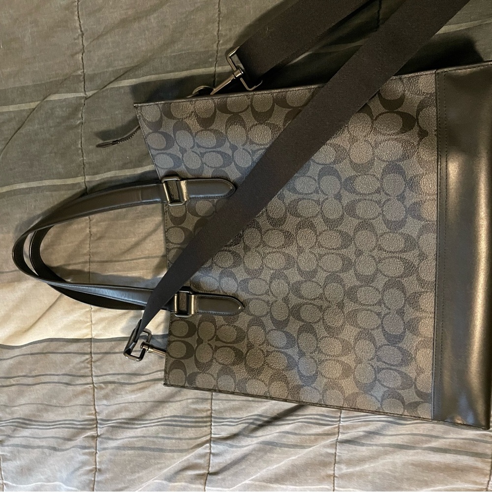 Coach Graham Structured Tote Bag in Signature Canvas in Charcoal/ Black C3232 - Picture 10 of 13